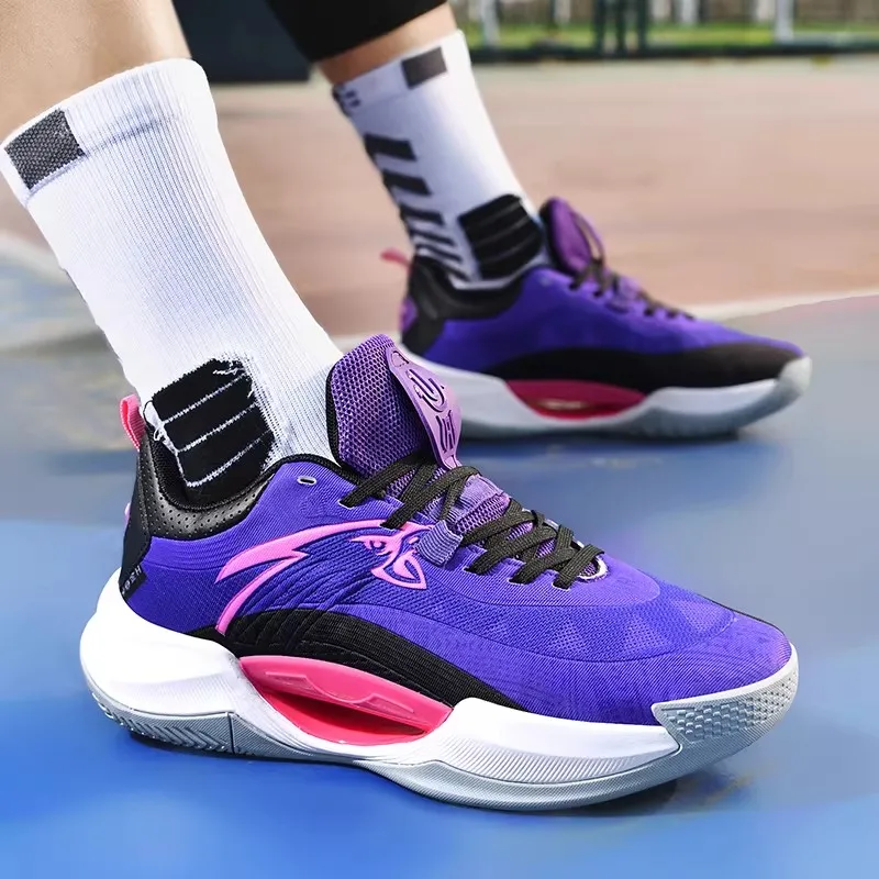 

Ультрамодные дизайнерские баскетбольные кроссовки для мужчин, женщин и мальчиков, нескользящие, высокие, с усиленной подошвой.