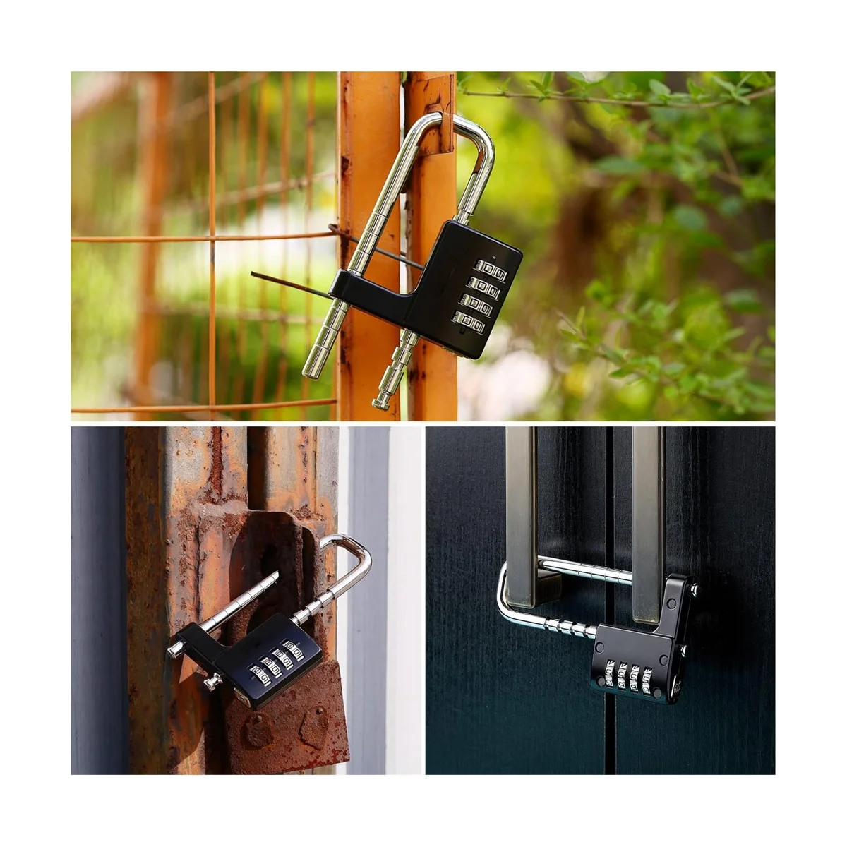 Cabinet Lock,Combination Padlock,Stainless Steel Gym Locker Lock Code Long Adjustable Shackle Lock for School,Gym Black