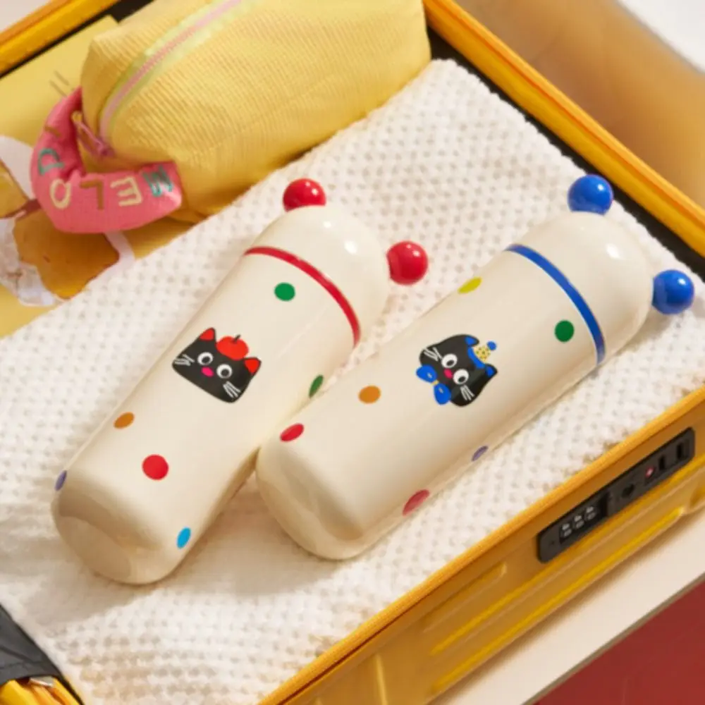 

Милый дорожный чехол для зубной щетки с рисунком кошки, дофамин, портативная чашка для зубной щетки, пластиковый бытовой ящик для хранения зубной щетки, ванная комната