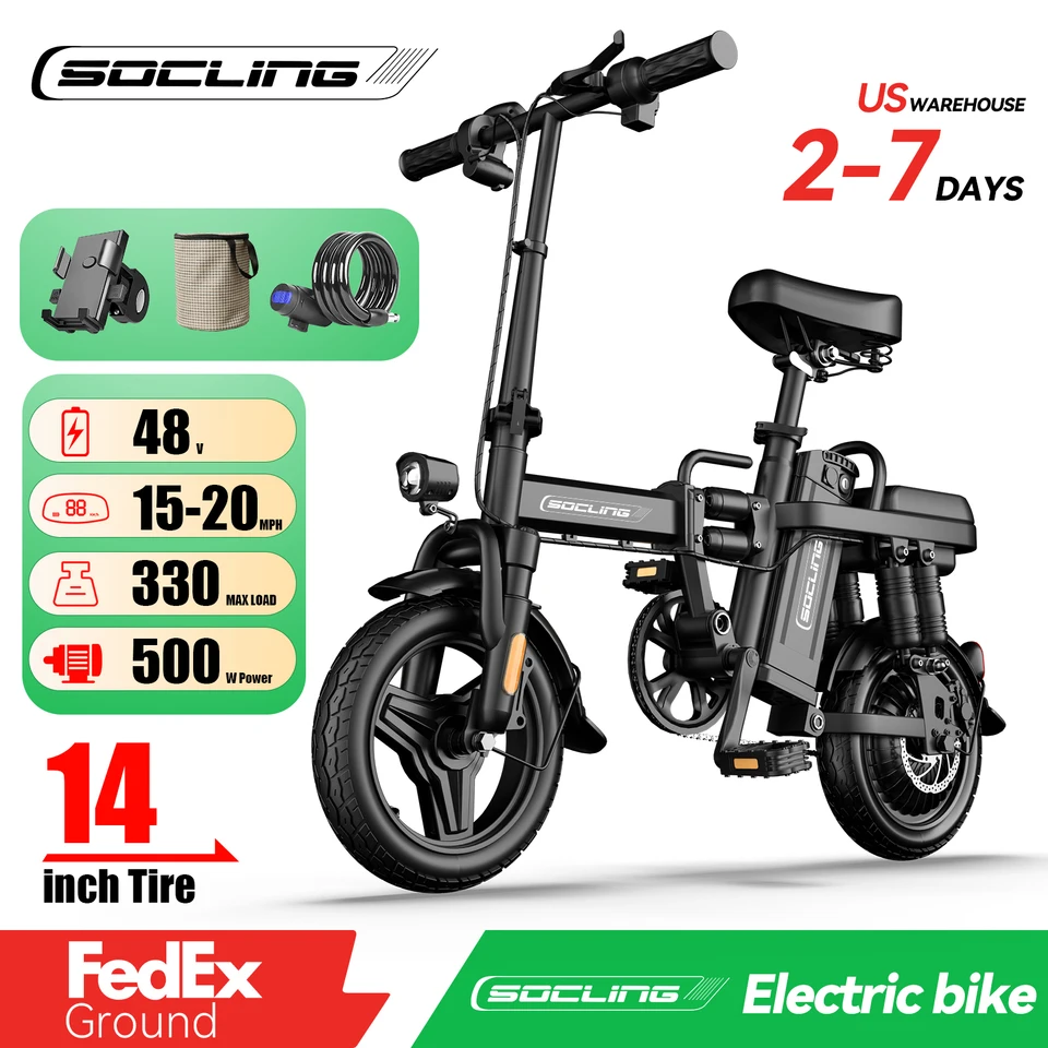 14 In Foldable Electric Bicycle-G11, MAX 20MPH, 330 Pound Load-bearing Capacity, 48V Lithium Battery, Range Of Approximately 18-28+ Miles In Padel Assist, Portable Folding Design, Outdoor Cycling Exercise, Urban Commuting Travel, Adult Gifts image 2