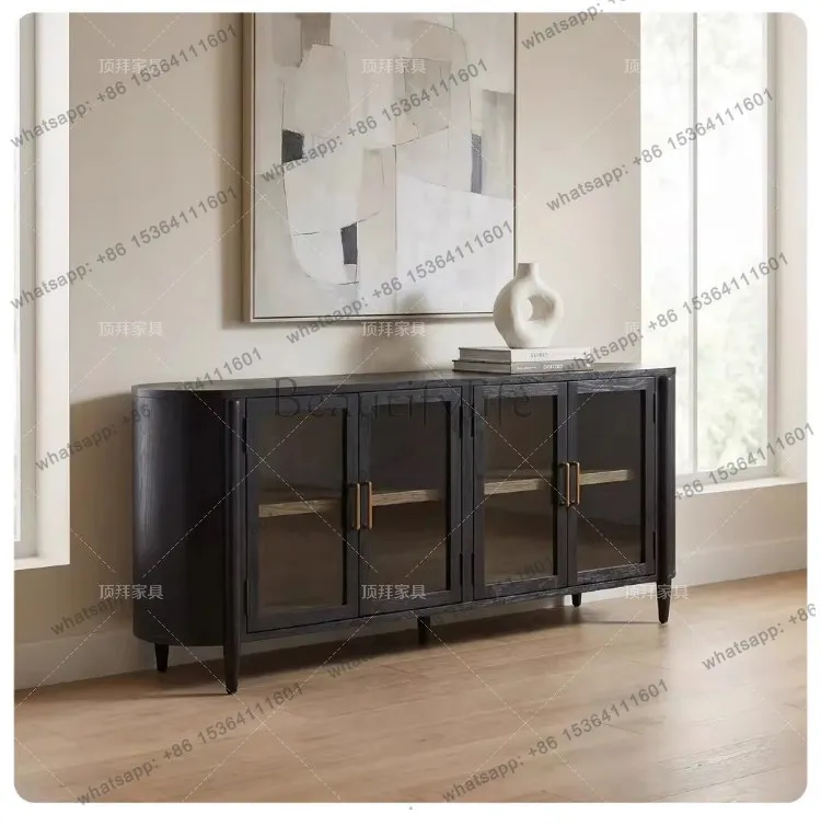 

Medieval glass side cabinet, black guest dining room, transparent display cabinet against the wall