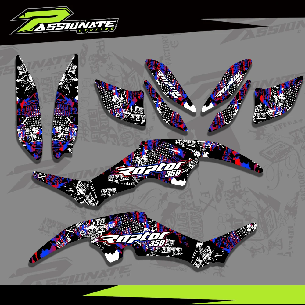 

Motorcycle Stickers Kit For Yamaha RAPTOR 350 YFM350 YFM ATV 2001-2005 ATV Full Fairing Decal Graphics Background Kits Customize