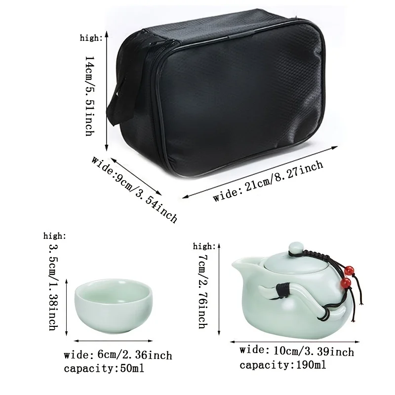 1set Portable Chinese Tea Ceremony Set with  Bag - Premium Kungfu Tea Set for Relaxing Experiences - Includes Teapot and 2/4 Cup