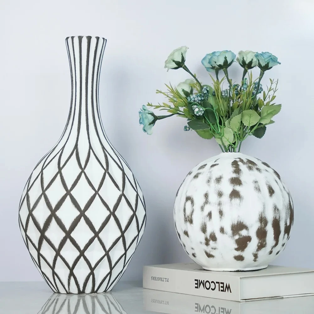 

Frosted retro ceramic vase designer homestay entrance creative flower arrangement decoration dried flower ornament sandblasting