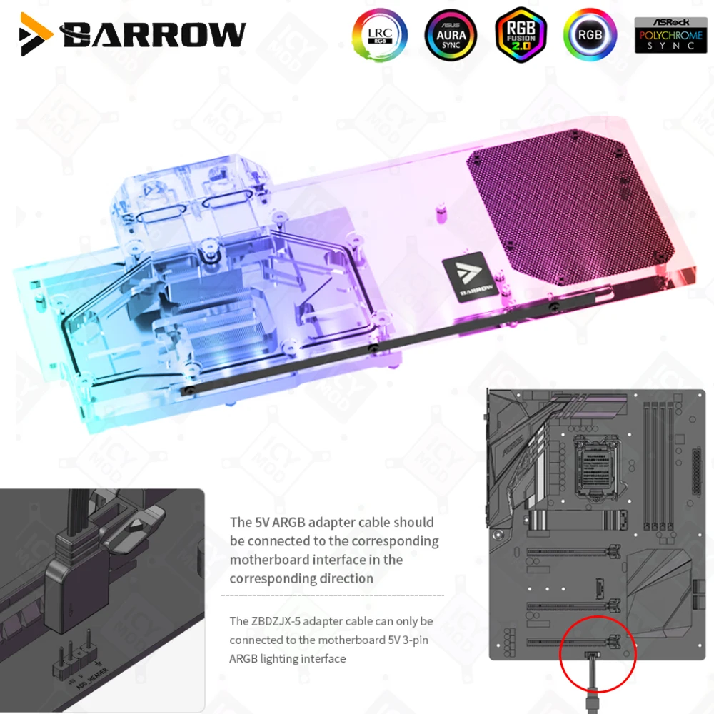 Barrow Video Cards Water Cooler BS-GIG3090-PA2 GIGABYTE 3090/3080 GAMING EAGLE VISION OC GPU Block PC Liquid Cooling Building