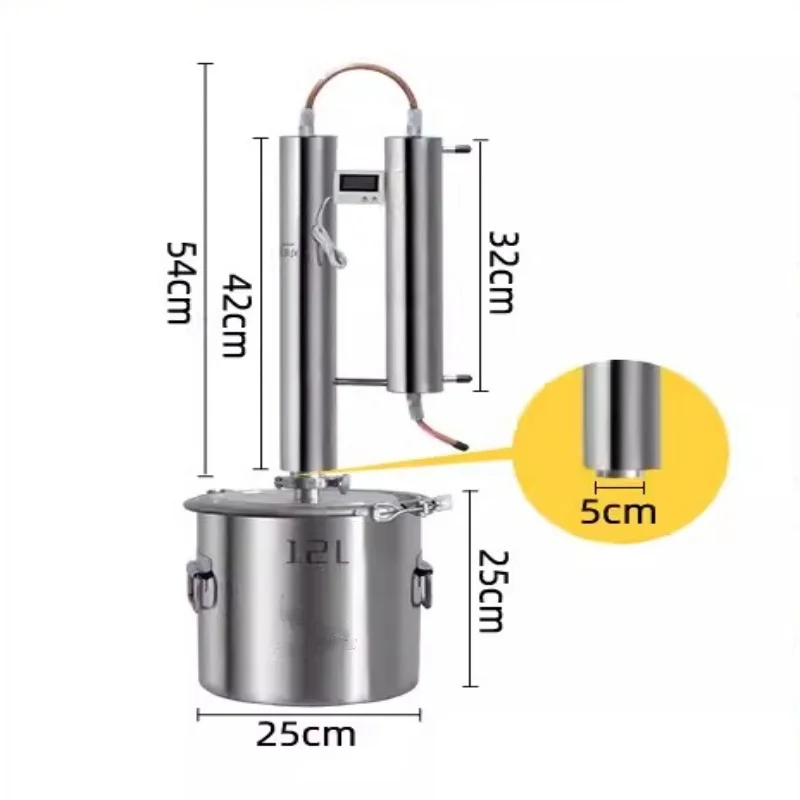 12 Liter Copper Twin Tower Still,Household Still Brewing Equipment,Sanitary grade stainless steel 304