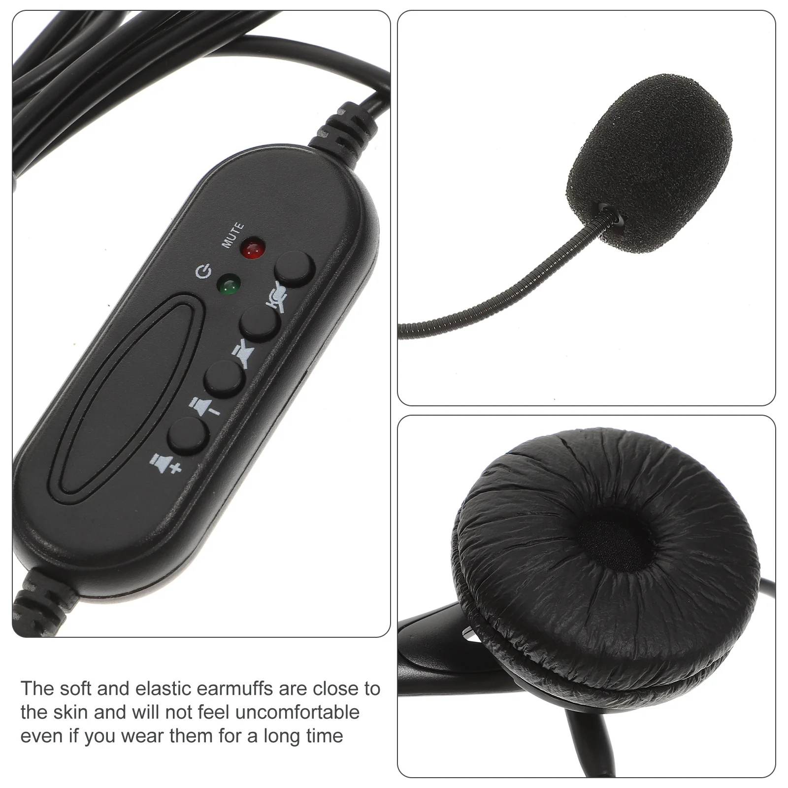 

USB Headset with Microphone for Pc Laptop Bendable Adjustable Design Soft Ear Cups Ergonomic for Conference Calls Call Center