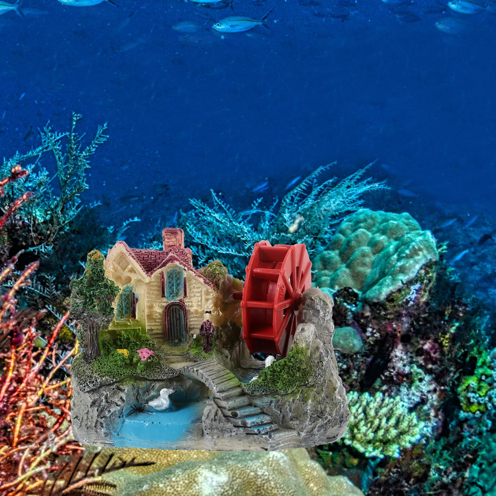 

Resin Villa Fish Tank Decoration Safe Material Lightweight Design Easy Storage Aquarium naments Pet Supplies Decorative Craft