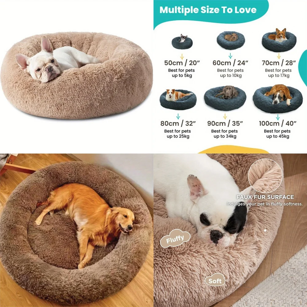 

Washable Donut Dog Bed for Medium Dogs Pet Bed for Dogs Cozy Round Nest Bed for Puppies and Senior Dogs Soft Plush Dog