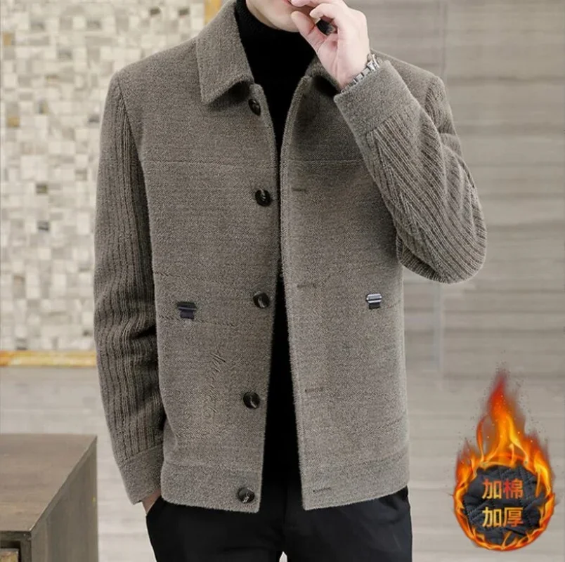 2024 Autumn Winter New Men\'s Wool Blends Thickened Jacket Coat Korean Version Slim Fit Casual Business Short Men\'s Coat