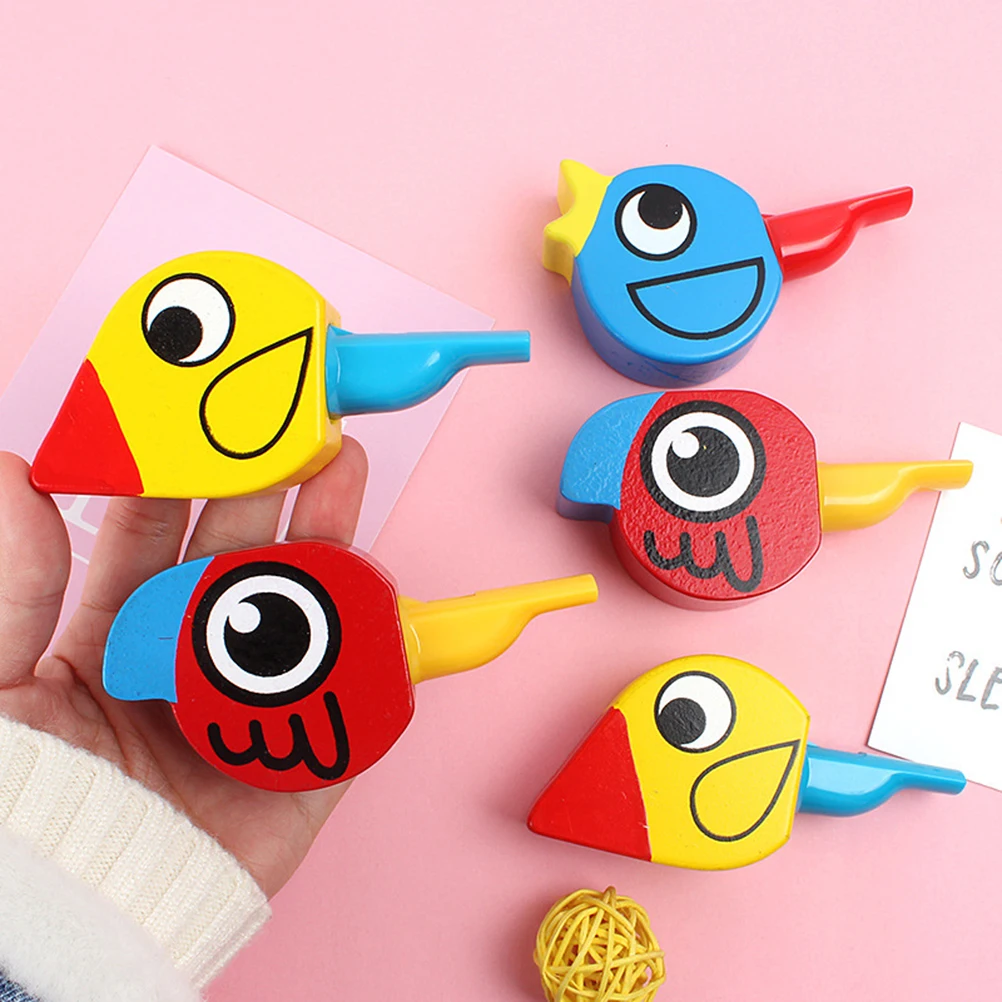 4 pçs assobios de pássaro de madeira dos desenhos animados criativo forma animal para festa festival presente educacional criativo apito