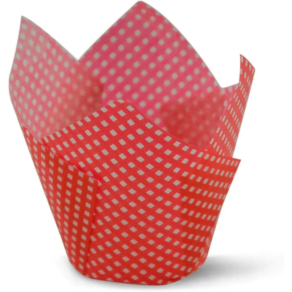 

1000 Pack Red Medium Tulip Baking Cups for Cupcakes and Muffins - Greaseproof Paper Liners