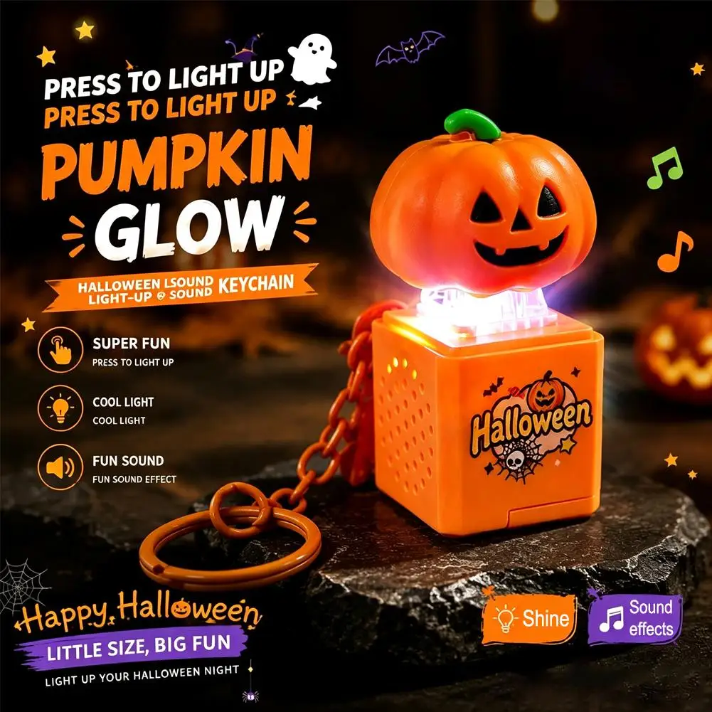 Halloween Pumpkin Glowing Keychain Keyboard Stress Relief Fidget Button Keycap Fidget Clicker Keyboard Keychain Pendant Toys