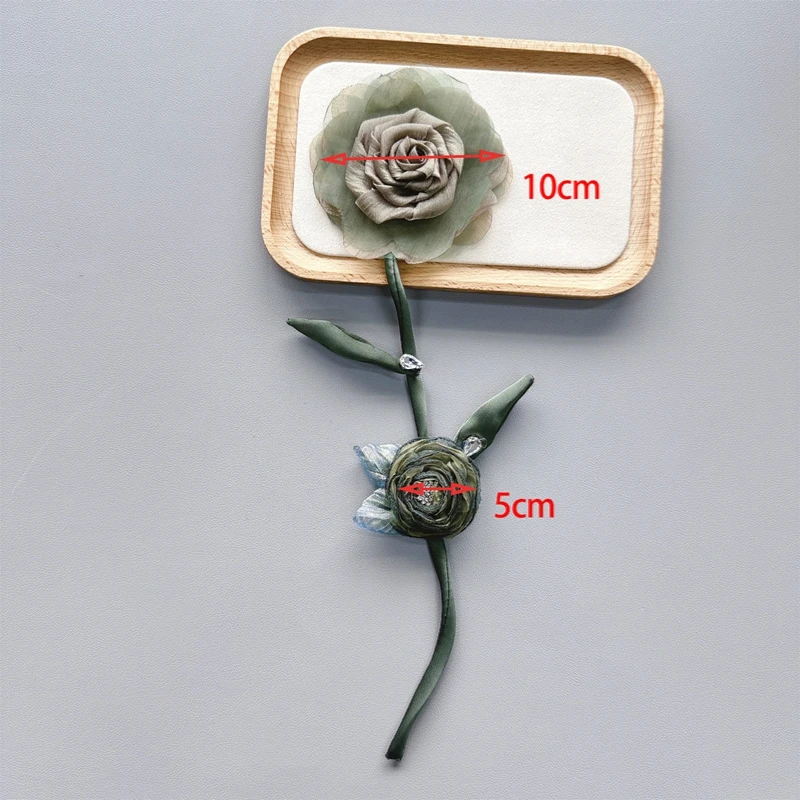 2pcsMesh lace three-dimensional flower decoration applique two-color flower handmade DIY dress clothing Accessories