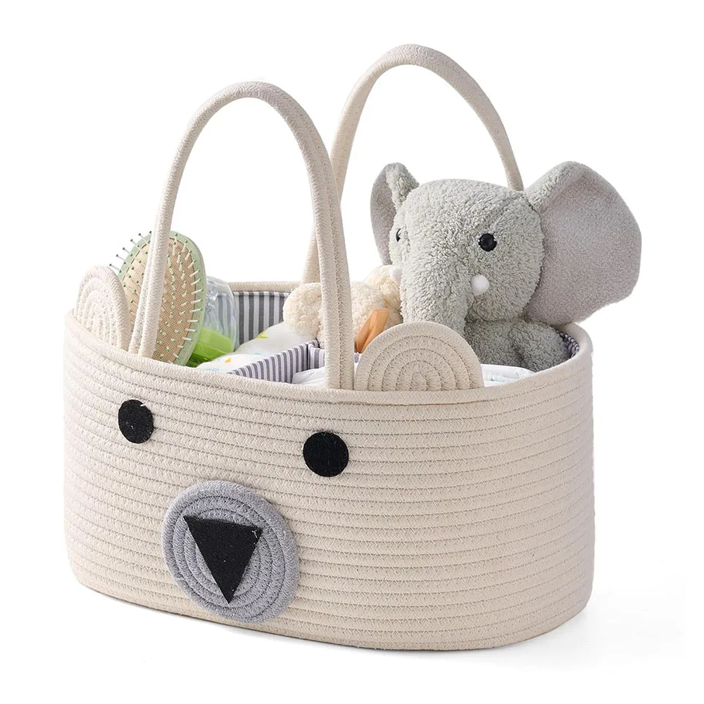 Baby Diaper Caddy Organizer Cotton Rope Baby Gift Basket Portable Diaper Organizer for Changing Table Diaper Nursery Storage