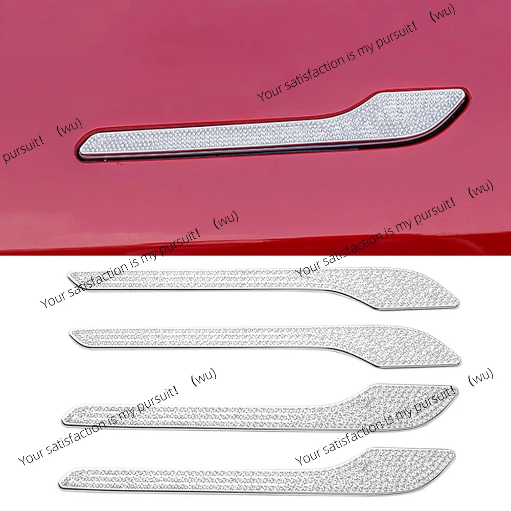 For Tesla Model 3/Y Accessories Bling Crystal Rhinestone Door Handle Cover Trim Protector Sticker Decal Shiny Diamond 4-packs