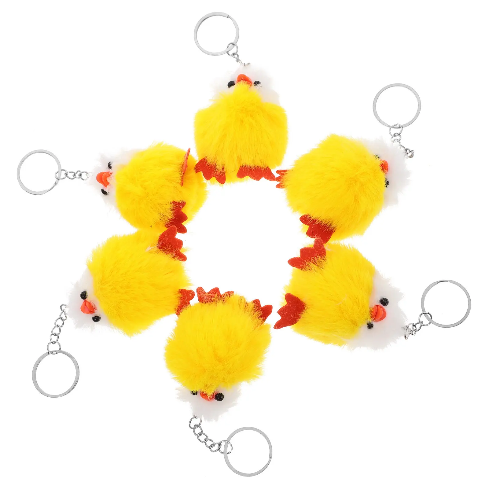 

6Pcs Lifelike Mini Chicken Keychain Set Soft Touch Easter Decor Bag Charm Backpack Accessory Small Stuffed Animal Keyring Gift