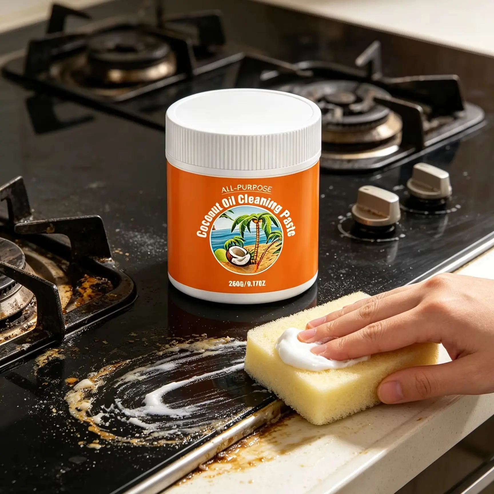 Coconut Oil Powerful Decontamination Cream Multi Purpose Stain Remover Bathroom Kitchen Cookware Tile Polishing Cleaning Paste