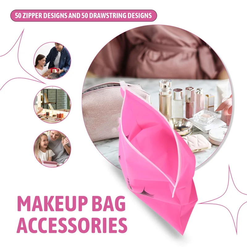 

ALIM-50 шт., сумки для ухода за ресницами, пластиковые косметички, косметичка для туалетных принадлежностей, косметичка для путешествий с застежкой-молнией