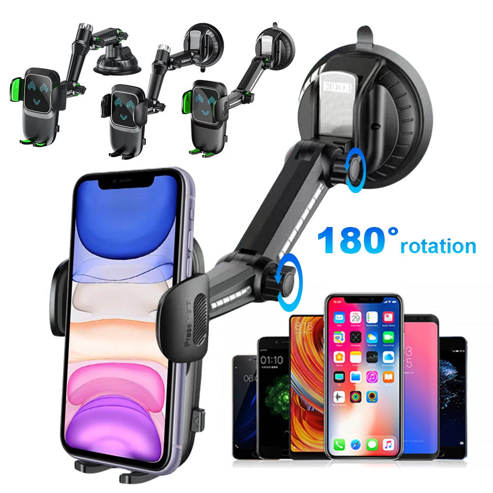 

Car Air Vent Phone Mount 360 Degree Rotating Flexible Long Arm GPS Navigation Bracket with Suction Cup for 4.7-7.2 Inch Phone