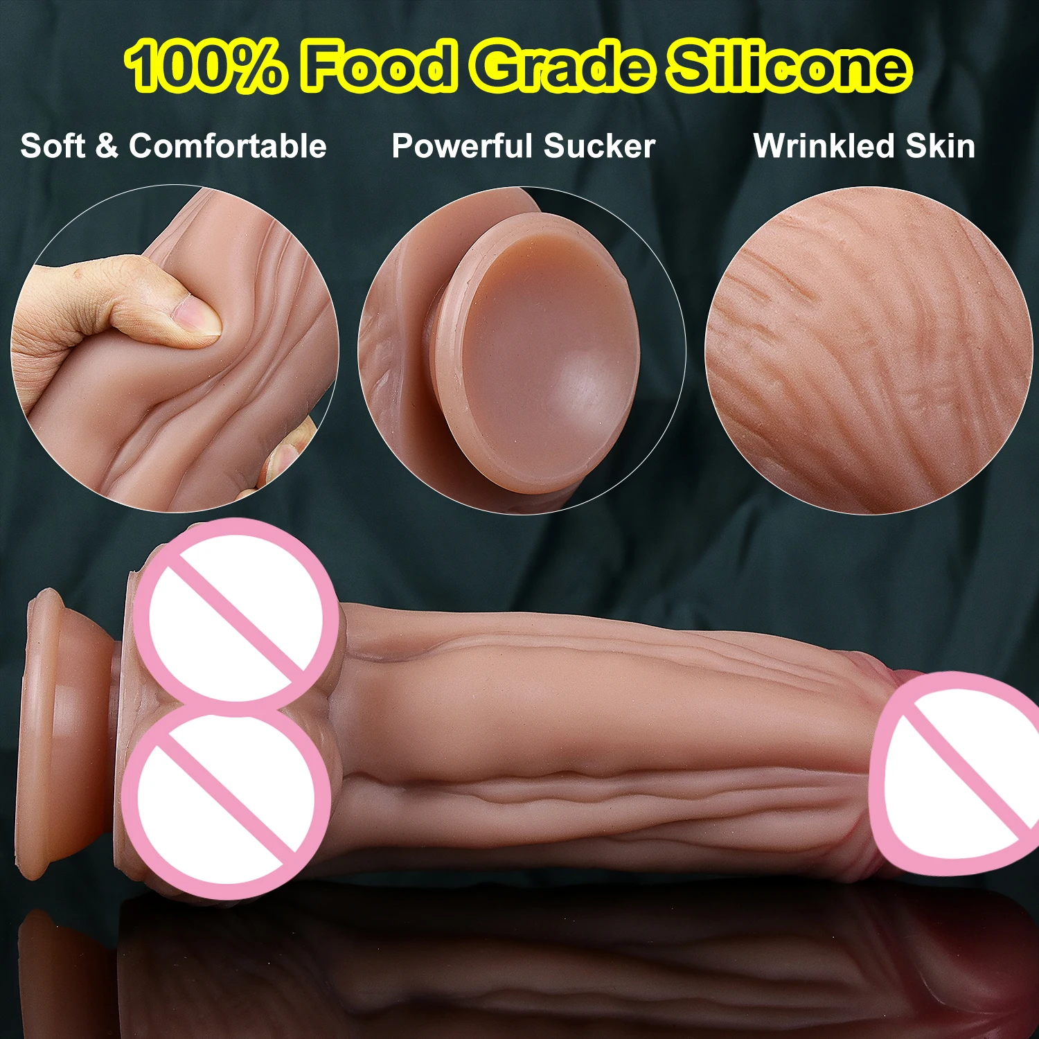 Huge Flesh Realistic Thick Dildo Adult Sex Toy for Women Soft Double Silicone Vaginal Masturbators Penis Big Suction Cup Dick - view 5