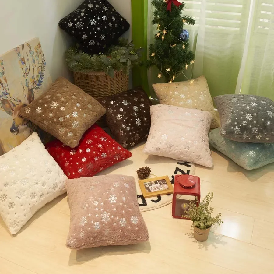 

Velvet Cushion Cover Merry Christmas Square Pillowcase for Sofa Throw Pillow Household Living Room Home Decoration Pillow Cover