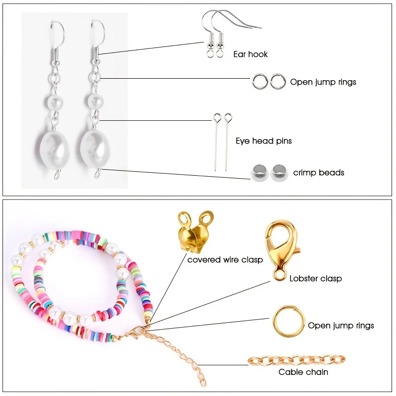 1420pcs 1box Jewelry Findings Set Earring Making Kit Lobster Clasp Open Jump Rings Repair Tools DIY Jewelry Making Supplies view 4