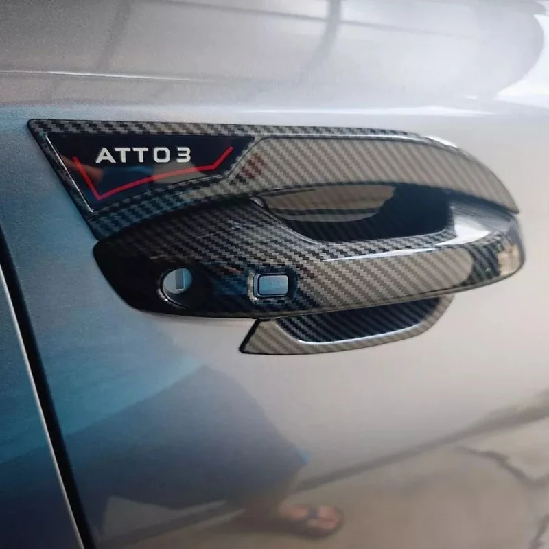 

For BYD Atto3 Atto 3 2026 Accessories ABS Carbon Fiber Black Car Door Handle Cover Trim Car Styling 2021 2022 2023 2024 2025