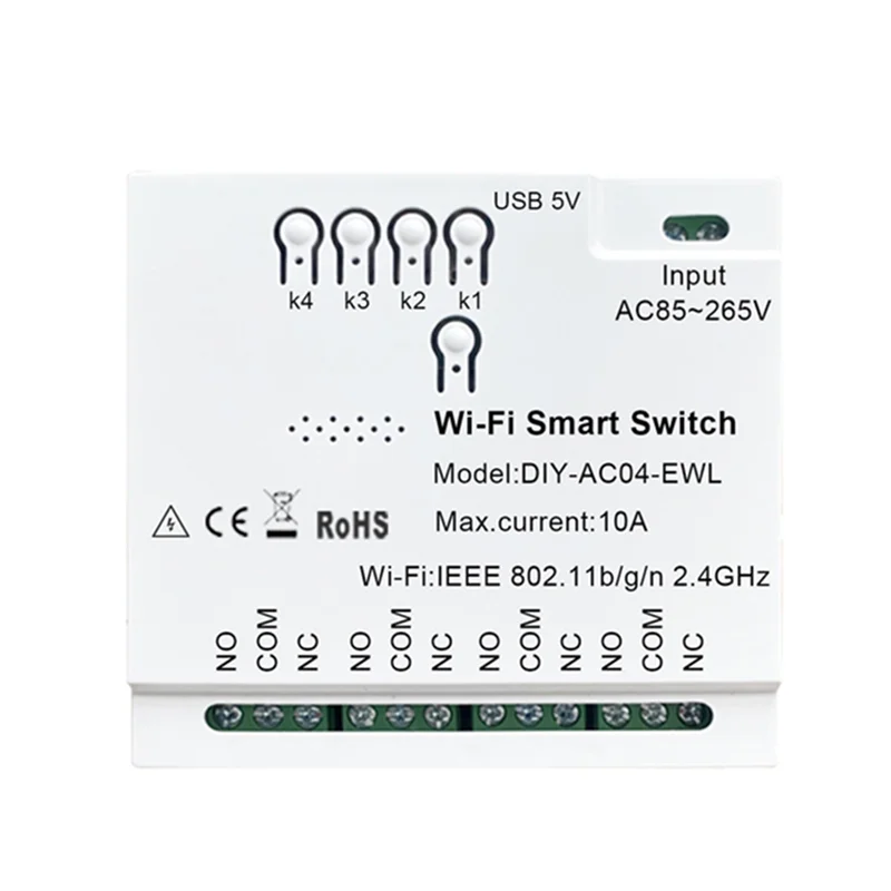 

AB06 4CH Ewelink Wi-Fi Smart Switch 85-265 В USB 5 В 2,4G Wi-Fi Smartlife Модуль домашней автоматизации для IFTT Alexa Google Home Durable