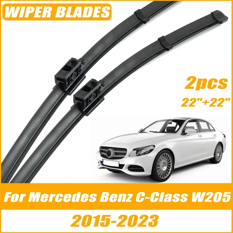 

2pcs Wiper Front Wiper Blades For Mercedes Benz C-Class W205 15-23 Windshield Windscreen Clean Window Car Rain Brushes 22"+22"