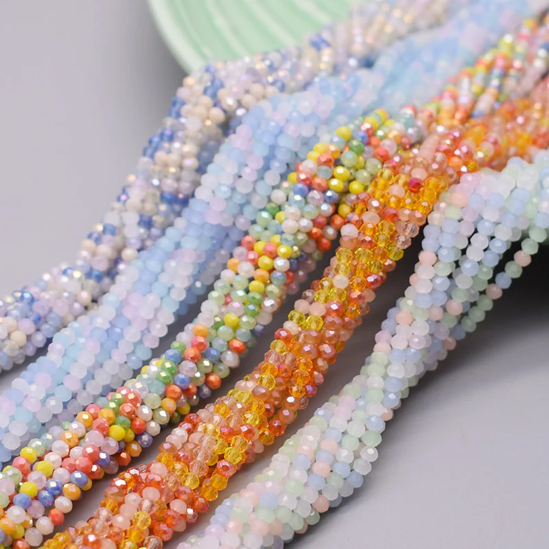 New Color Bright 2mm Crystal Rondelle Faceted Crystal Glass Beads Round Loose Spacer Beads for Jewelry Making DIY