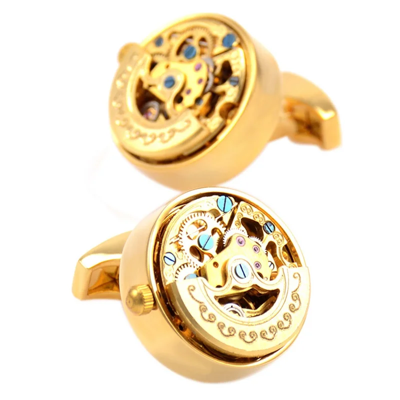 Movement Cufflinks Gear Precision Carving Fully Automatic Mechanical French Shirt Cufflinks Men's Sleeve Nails, D