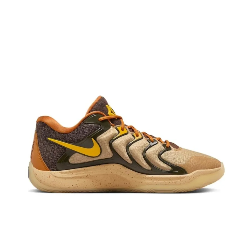 Nike KD 17 Men's Low Top Basketball Shoes Shock Absorbing Slip Resistant Wearable Athletic Shoes Brown And Grey Colorway