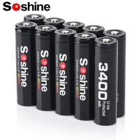 Soshine 3.7V 18650 3400mAh Battery 3400mAh 18650 Lithium Rechargeable Battery with Protected for Flashlights Small Fans Radio