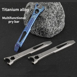 Titanium alloy EDC small tool multifunctional pry bar outdoor survival self-defense camping bottle opener hexagonal wrench