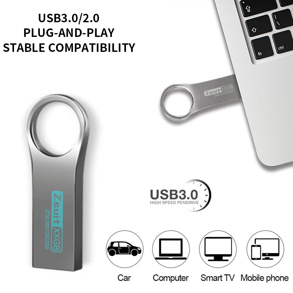Zsuit 10Pcs/lot Custom Logo Metal Pendrive 128GB USB Flash Drive 4GB 8GB 16GB Storage Stick Gifts Memory Key Waterproof U disk