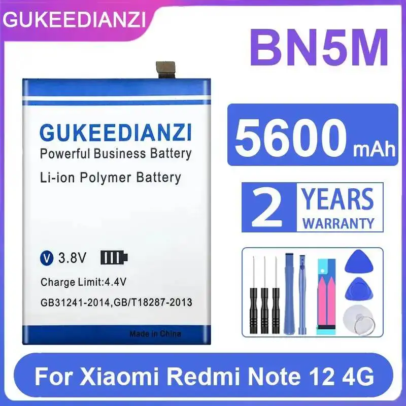 

Долговечная батарея BN5M 5600 мАч для мобильного телефона Xiaomi Redmi Note 12 4G