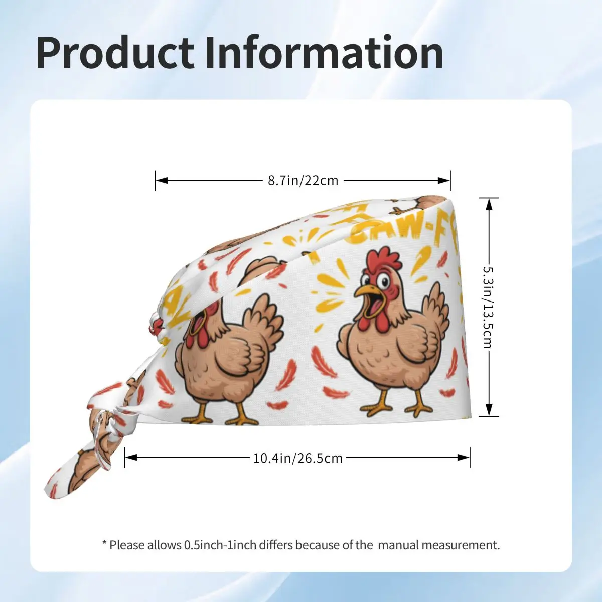 Chapeau de gommage de travail f-caw-f, chapeaux d'allaitement de poulet, casquette médicale unisexe Kawaii, casquettes de travail confortables pour cheveux longs