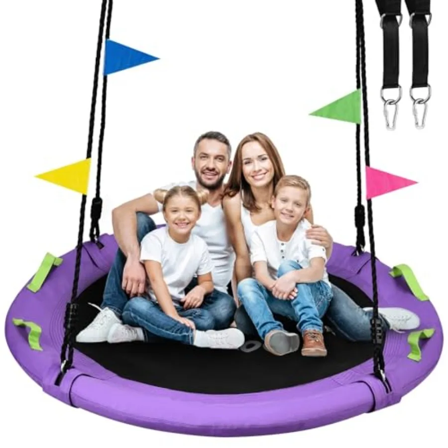 

Tree Swing, 60 inch Large Saucer Swing for Outdoor Backyard Use, Durable Polyethylene, Purple, 900lbs Capacity with Adjustable