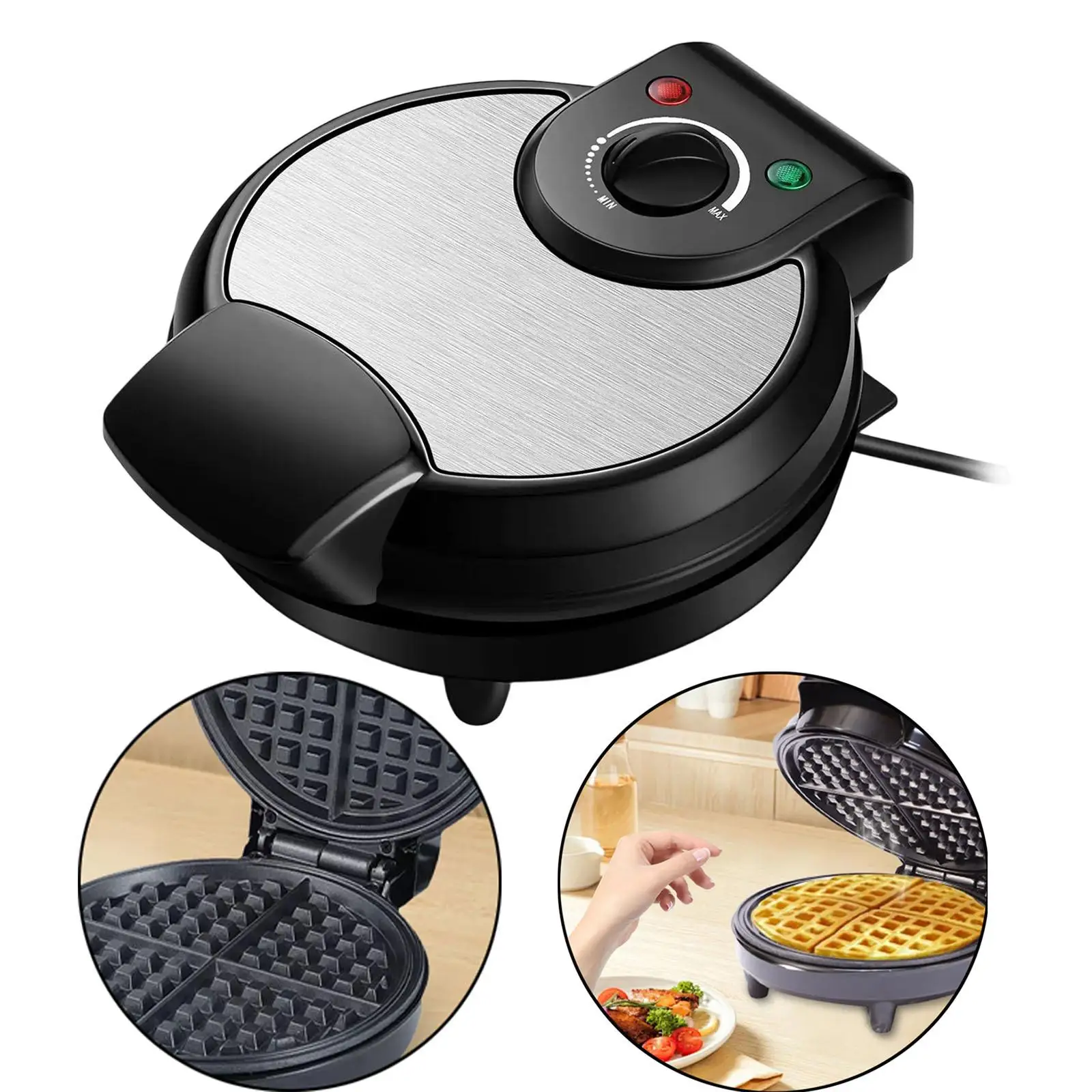 

Electric Waffle Maker Pastries Pan Nonstick Coated 1200W with Control Temps Just Add Batter Waffle Iron for Kids and Elderly