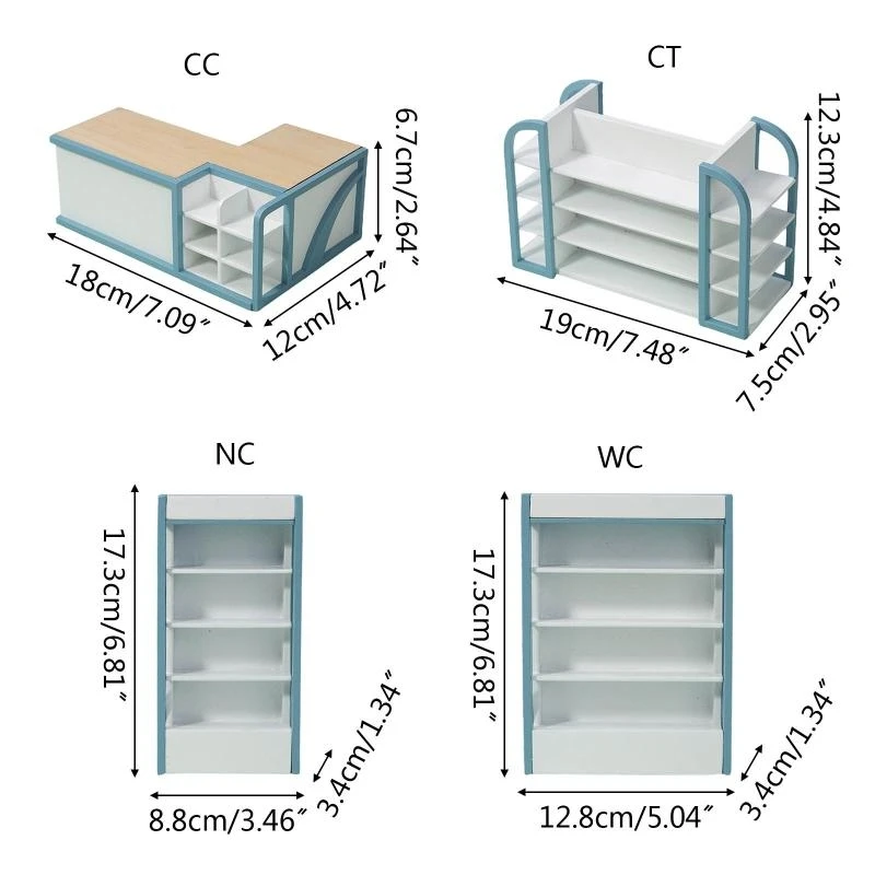خزانة خشبية لأرفف سوبر ماركت بيت الدمى للأطفال، لعبة عيد ميلاد حساسة 15UB #6