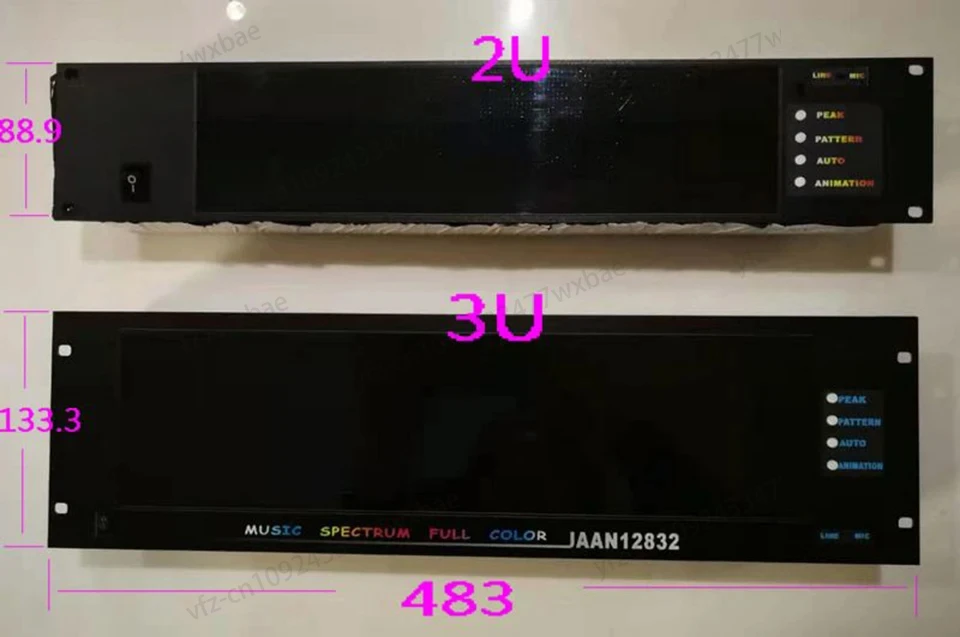 Music Spectrum Remote Control Voice Control Line Control Animation Clock Full Color 2U 3U Rack 128X32