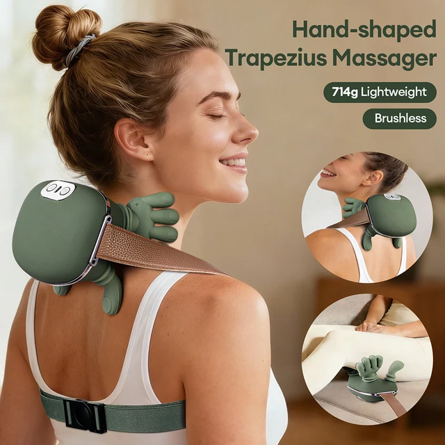 Masażer szyi, ramion i pleców 4D Bionic Finger, bezprzewodowy, do masażu szyi, kręgosłupa szyjnego i trapezy, z funkcją ugniatania, szczotkowy silnik bezszczotkowy, masażer szyi.