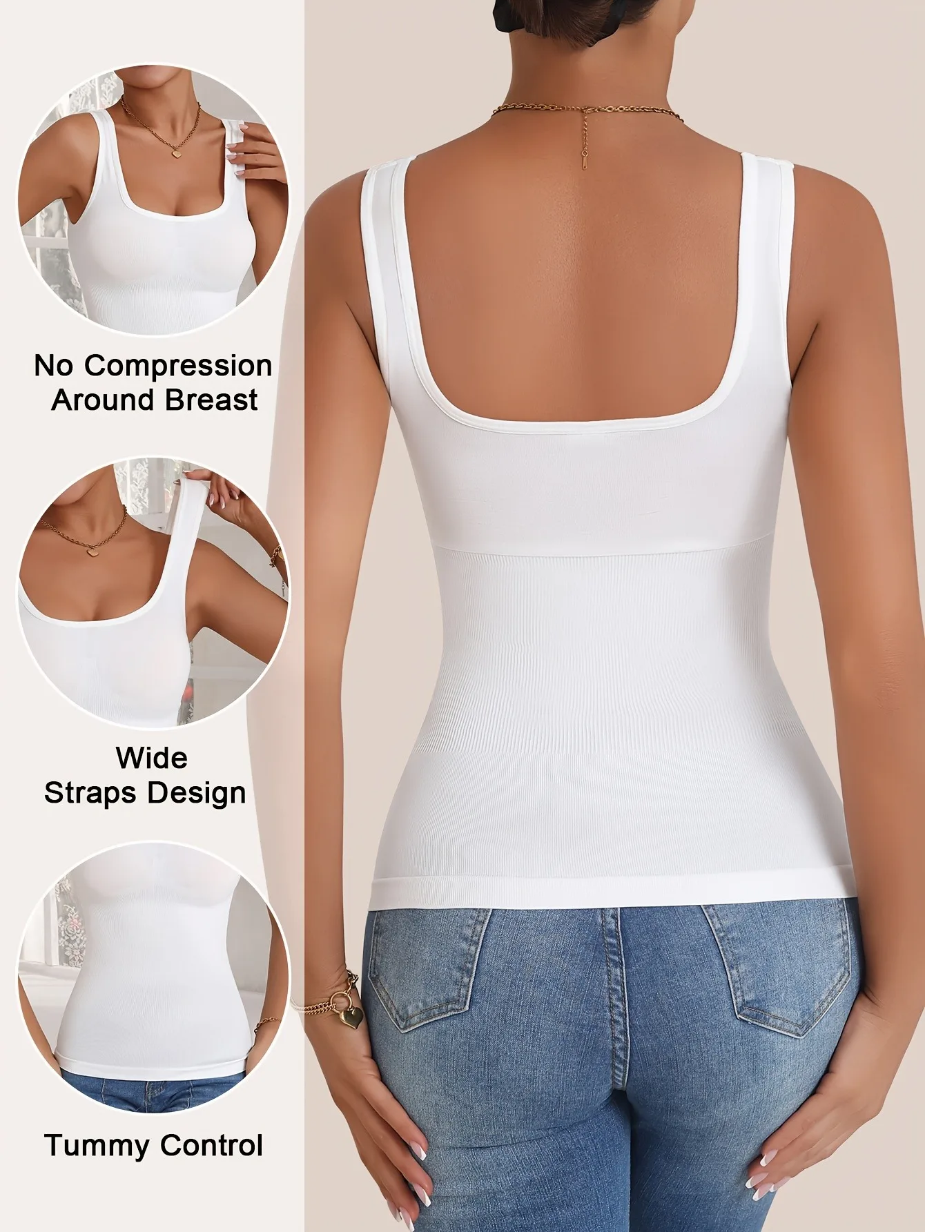 Women's Tummy Control Tank Top, Sleeveless Comfortable Shapewear, Waist Shaping Upper Body Workout Sports Activewear