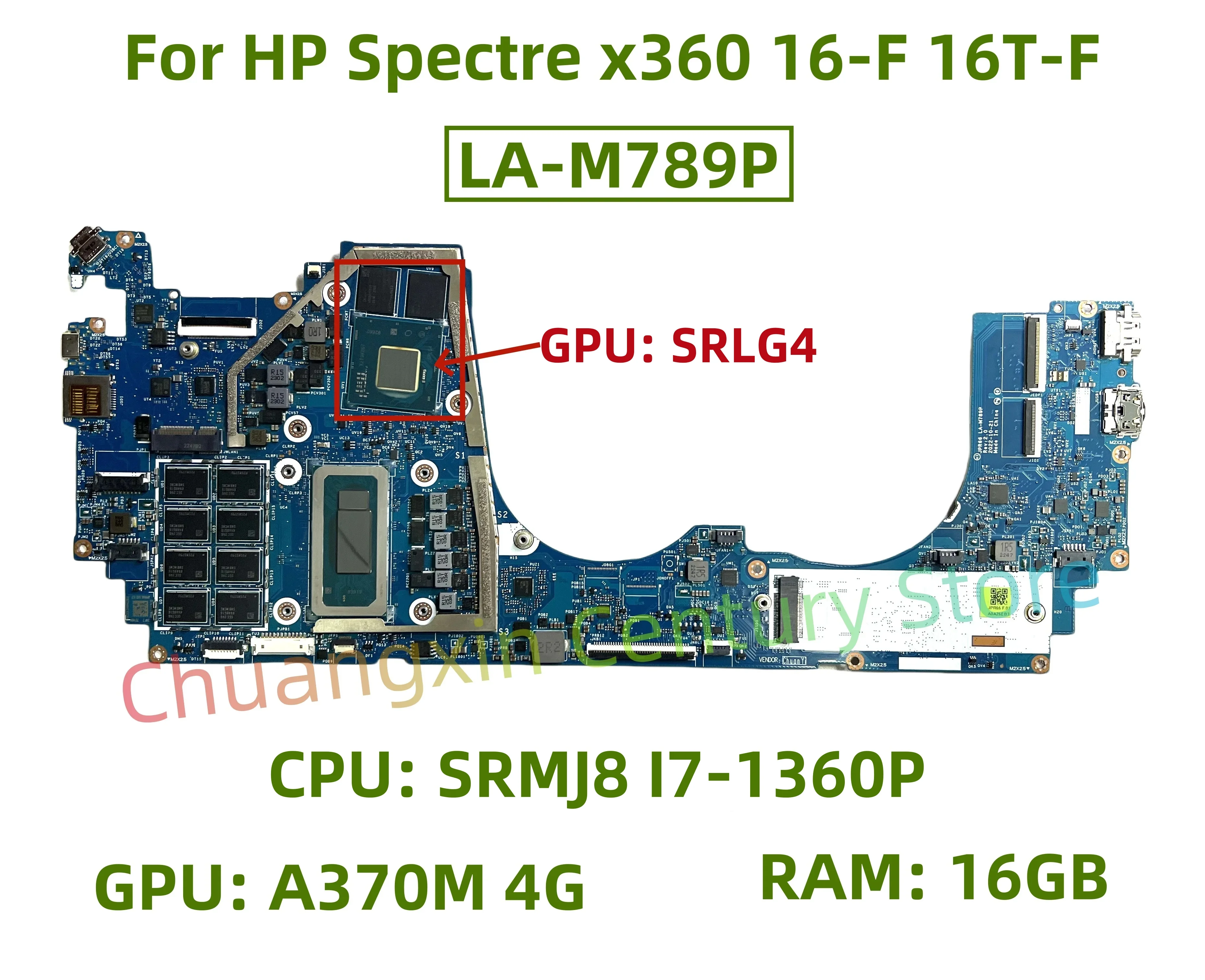 LA-M789P motherboard for HP Spectre x360 16-F 16T-F Laptop With CPU: SRMJ8 I7-1360P RAM: 16GB GPU: A370M 4G 100% test ok