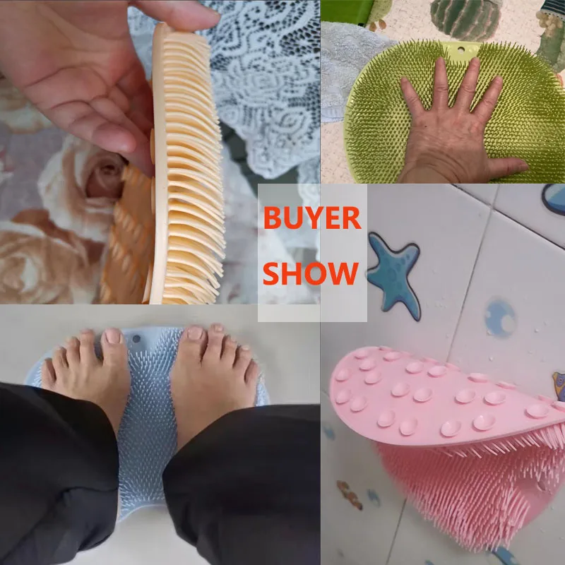 Reusable Shower Back Scraper Cleaning Brush Shower Feet Cleaner Wash Mat Multifunction Sucker Wall Mat Rub Foot Arms Body Bath