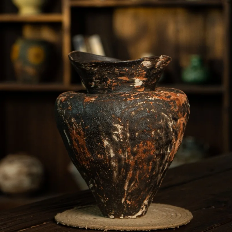 

Jingdezhen wabi **** retro nostalgic high-end handmade big-bellied vase high-end pottery space design Dunhuang monuments