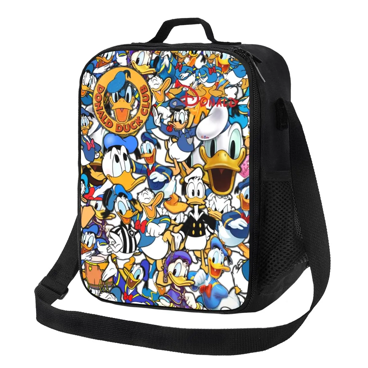 Custom Funny Donald Duck Collage Insulated Lunch Bags for Camping Travel Portable Cooler Thermal Bento Box Women Children