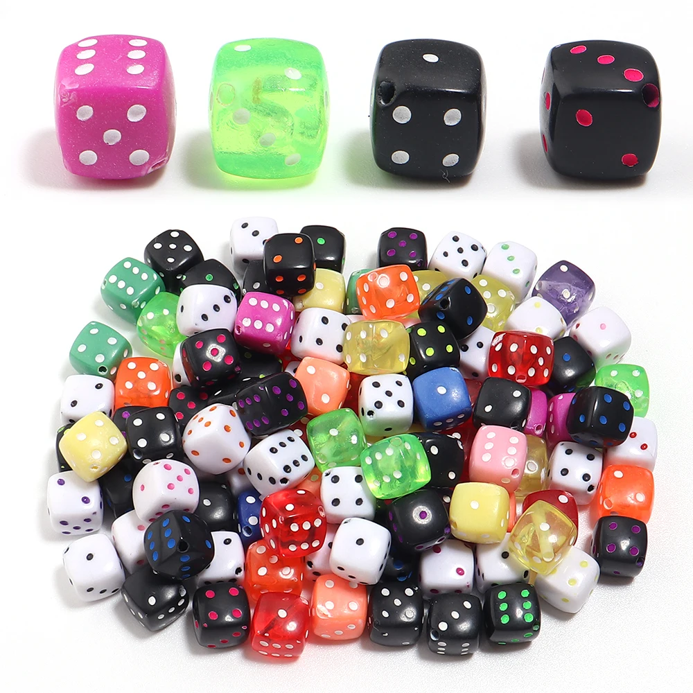 50 Stück 8 mm mehrfarbige Würfelperlen, quadratische Form, Acryl-Abstandsperlen für DIY-Schmuckherstellung, Armband, Halskette, Zubehör