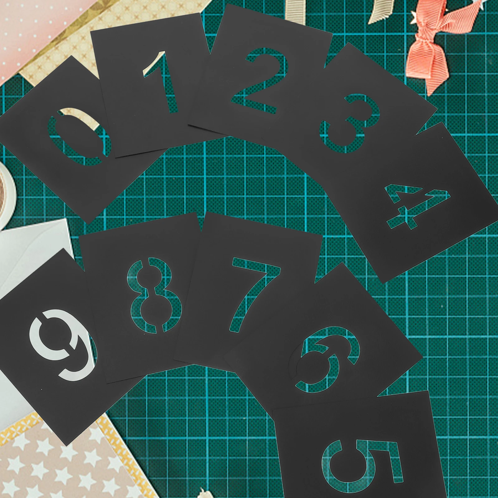 10 Pcs Numbers Stencils for Painting Digital Word Module Reusable Delicate Walls